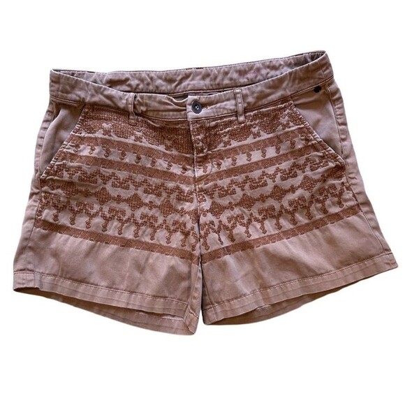 Anthropologie Pilcro Hyphen Shorts Embroidered Brown Chino 6" Inseam Size 34 - Picture 12 of 12